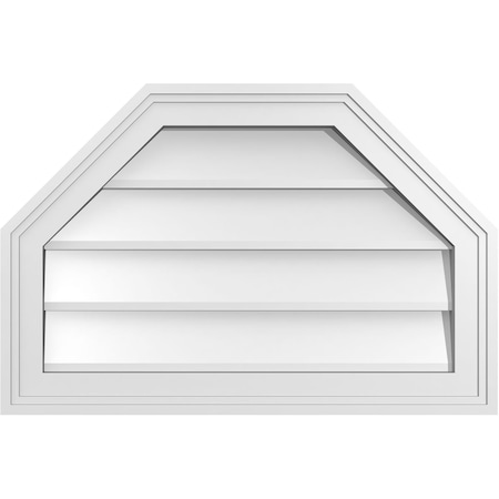 Ekena Millwork Octagonal Top Surface Mount PVC Gable Vent w/ 2"W x 1-1/2"P Brickmould Frame, 24"W x 16"H GVPOT24X1602SN